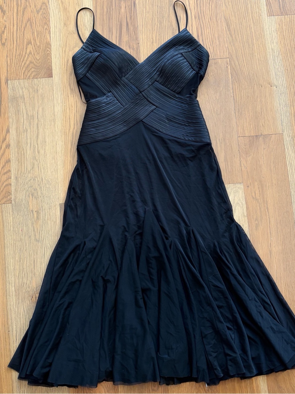 Cache Vintage Black Spaghetti-Strap Midi Dress